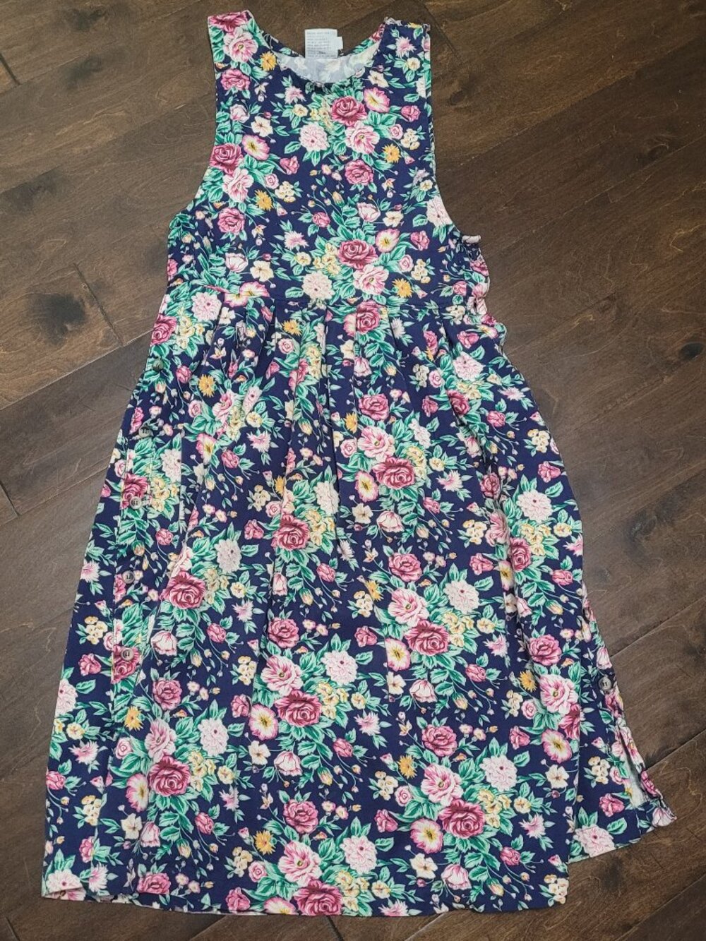 Floral All Over Print Dress Vintage Jumper 80s 90s Pierre Cardin Womens